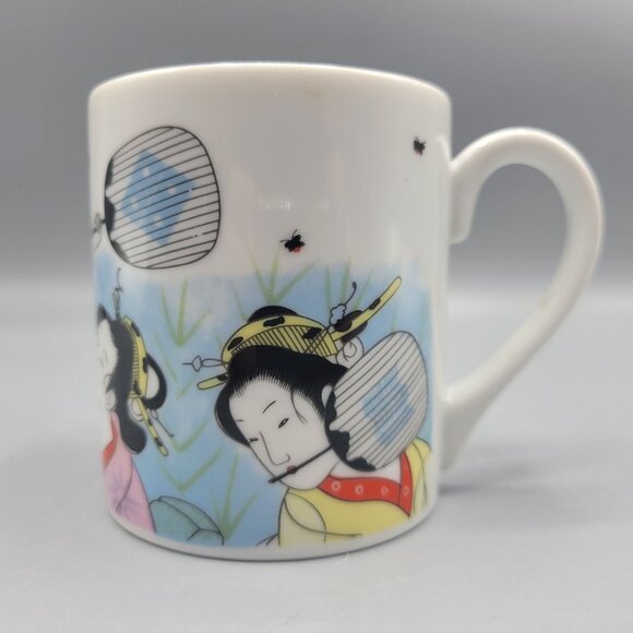 Japanese Porcelain Coffee Tea Mug With Geisha Dancer Design Made in Japan - Picture 8 of 12